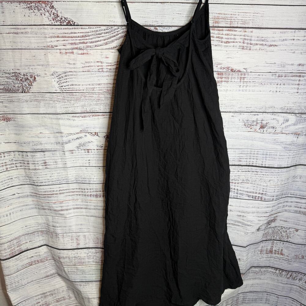 Sol Angeles Women M/L Black Gauze Midi Dress Tie Back Adjustable Straps NWT - Picture 5 of 7